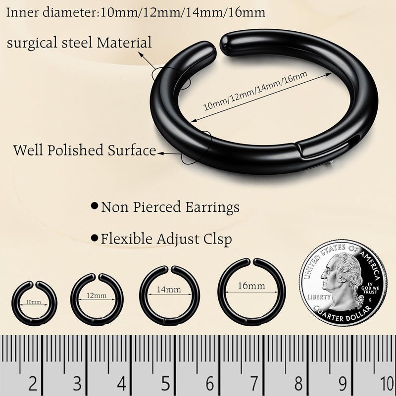 Yadoca 8 Pieces Clip On Earrings For Men Women Non-Piercing Fake Earrings Stainless Steel Clip On Hoop Earring Cool Earrings Ear Clips Set for Gifts - Image 2